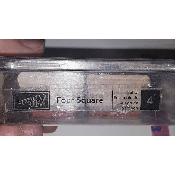 Stamp Set Stampin' Up! Four Square Wood Mount Happy Birthday Thanks Hi Congrats - Picture 3 of 4